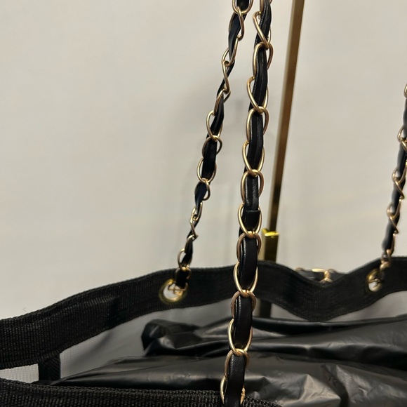 Fashion Black Mesh Tote Bag 16 x 12 x 3.5 - Picture 5 of 8